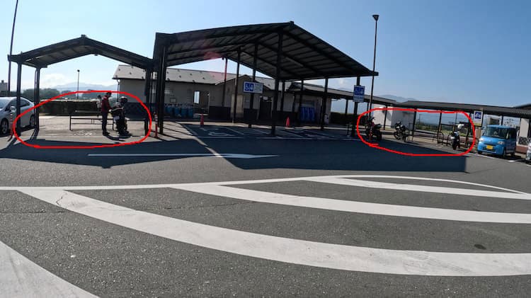 道の駅ふじおやまのバイク用駐車場